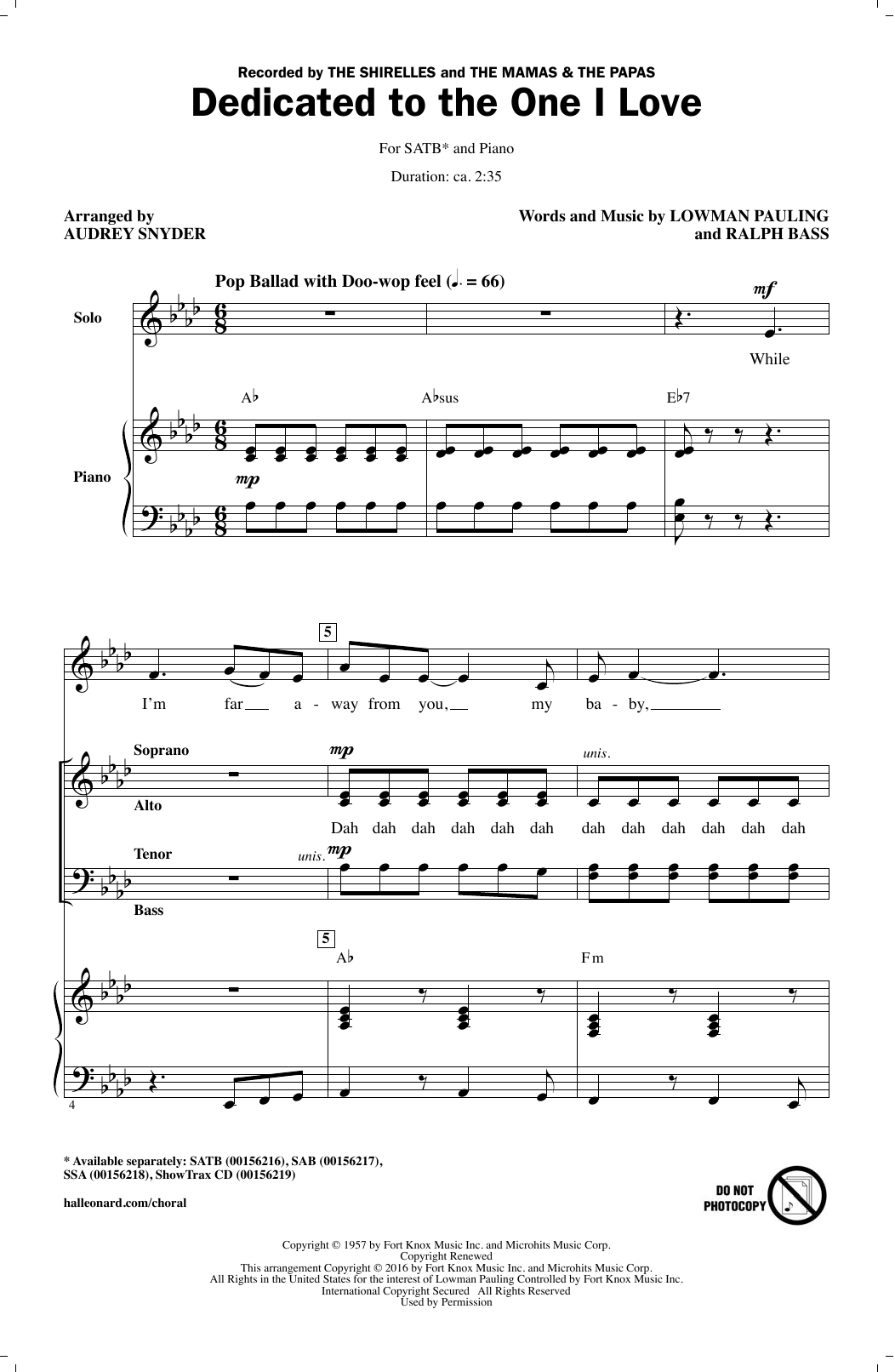 Produktgalerie: Seite 1 von 1 Dedicated To The One I Love, Audrey Snyder, Chor