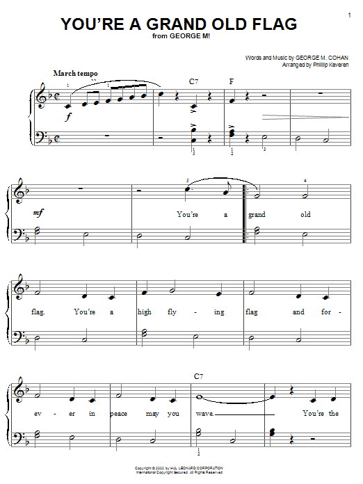 Product picture to: You're A Grand Old Flag (arr. Phillip Keveren)