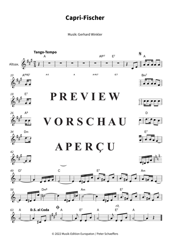 gallery: Capri-Fischer (Alt-Saxophon in Es + Akkorde) , Schuricke, Rudi,  (Leadsheet)