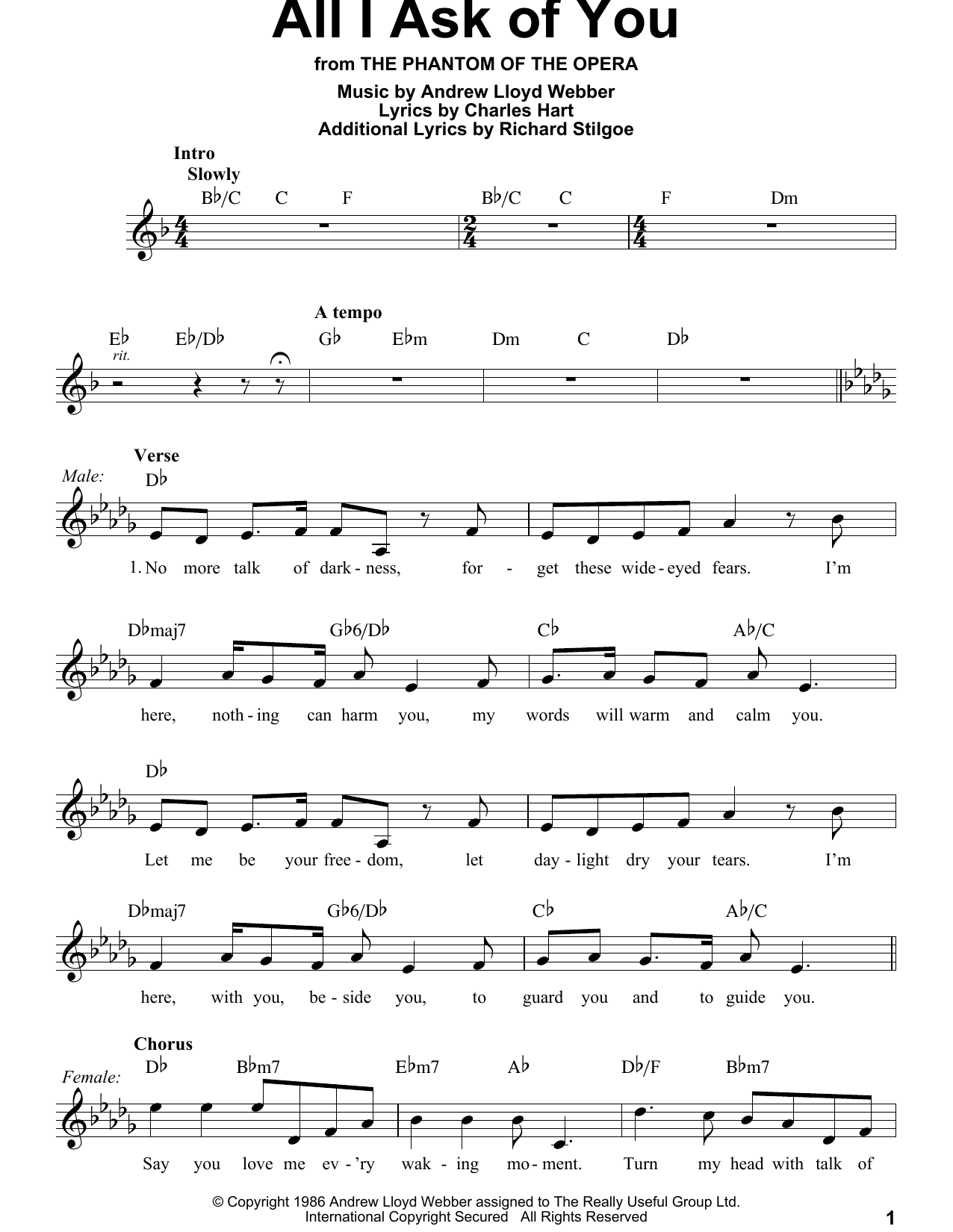 Produktgalerie: Seite 1 von 1 All I Ask Of You (from The Phantom Of The Opera), Andrew Lloyd Webber, Gesang