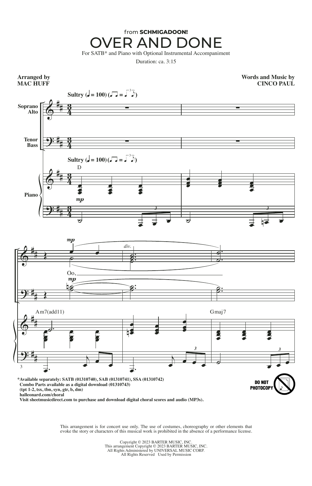 Product picture to: Over And Done (from Schmigadoon!) (arr. Mac Huff)