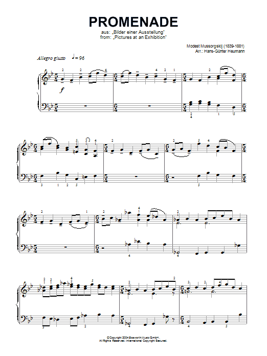 Product gallery: Page 1 of 1 Promenade (from Pictures At An Exhibition), Modest Mussorgsky