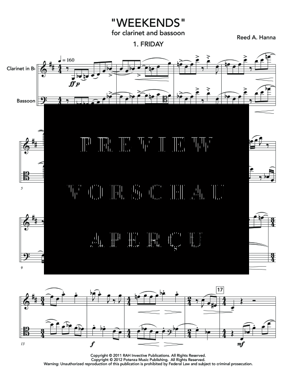 Product gallery: Page 5 of 11 Weekends, , (woodwind duet clarinet and bassoon)