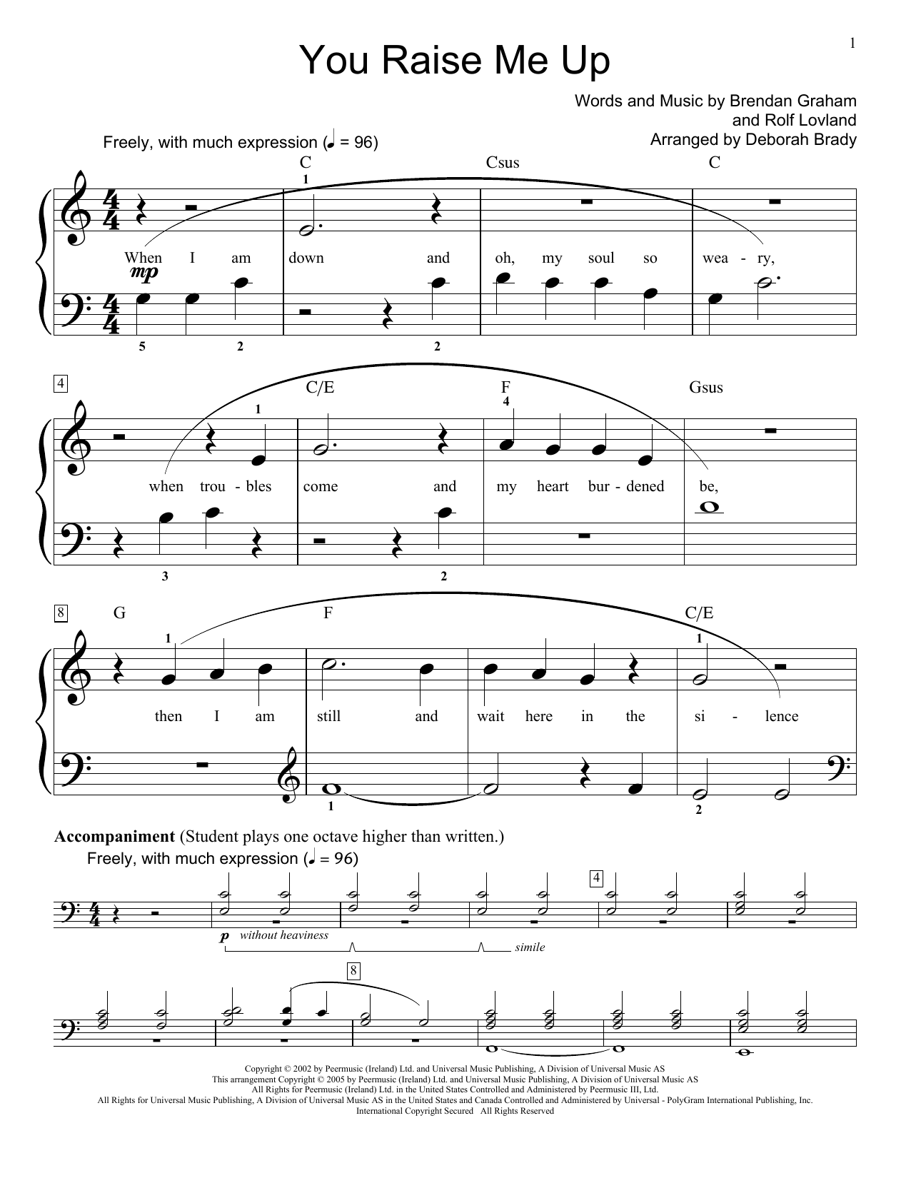 Produktbild zu: You Raise Me Up (arr. Deborah Brady)
