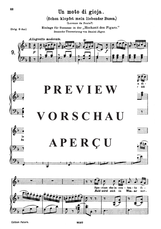 Product gallery: Page 2 of 4 Un moto di gioja (Schon klopfet mein liebender Busen K.579), , Medium Voice and Piano