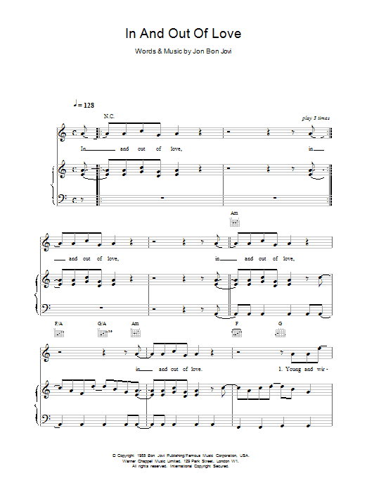 Produktgalerie: Seite 1 von 1 In And Out Of Love, Bon Jovi, Gesang, Gitarre, Klavier