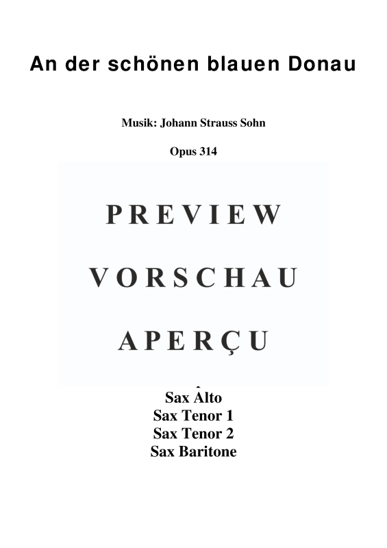 Produktgalerie: Seite 2 von 11 An der schönen blauen Donau, , Saxophonquintett SATTB