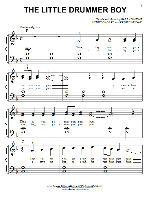 Produktgalerie: Seite 1 von 1 The Little Drummer Boy, Harry Simeone, Klavier