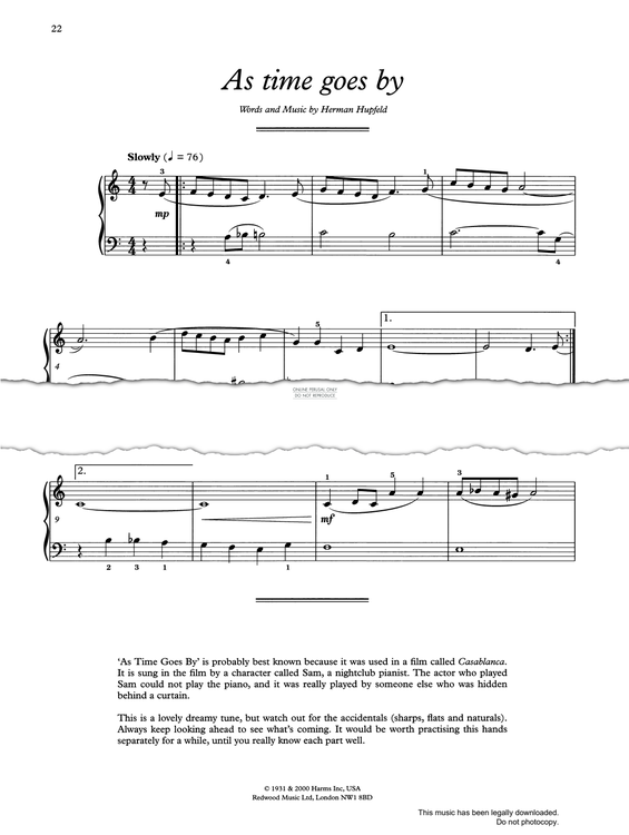 Produktgalerie: Seite 1 von 1 As Time Goes By, Herman Hupfeld, Klavier