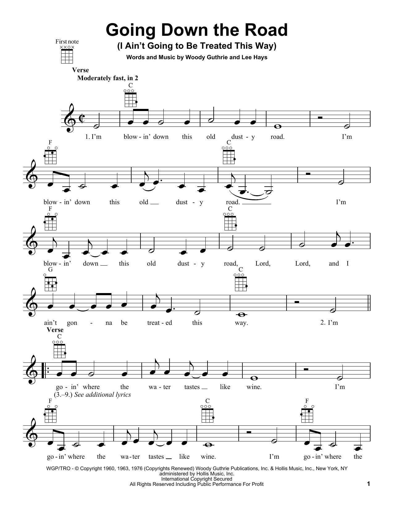 Product gallery: Page 1 of 1 Going Down The Road (I Ain't Going To Be Treated This Way), Woody Guthrie