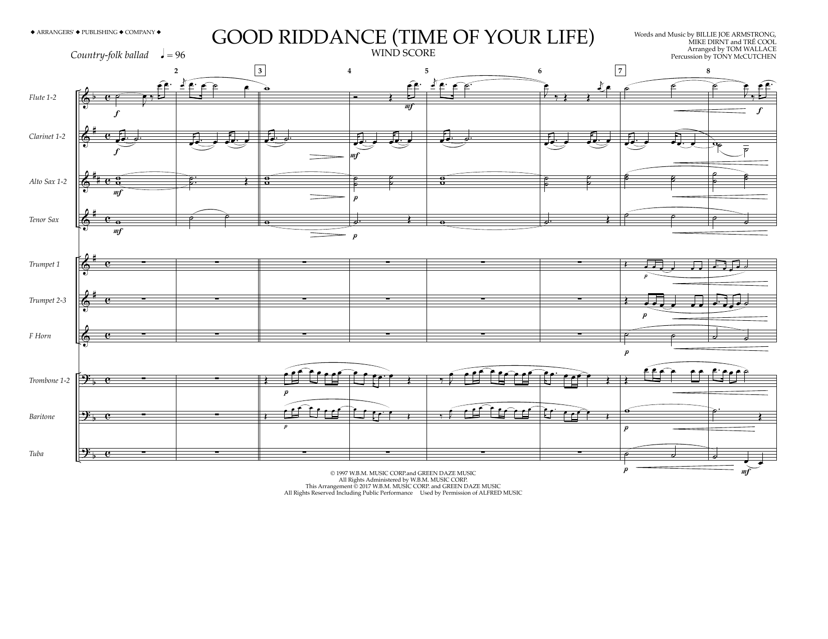 Produktgalerie: Seite 1 von 1 Good Riddance (Time of Your Life) - Wind Score, Tom Wallace, Ensemble