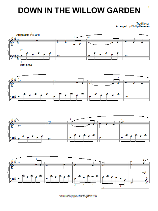 Product gallery: Page 1 of 1 Down In The Willow Garden (arr. Phillip Keveren), Traditional