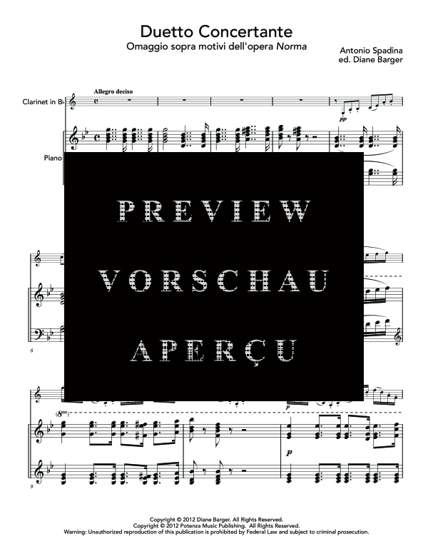 Product gallery: Page 5 of 11 Duetto Concertante: Omaggio sopra motivi dell´opera Norma, , (clarinet in Bb and piano)