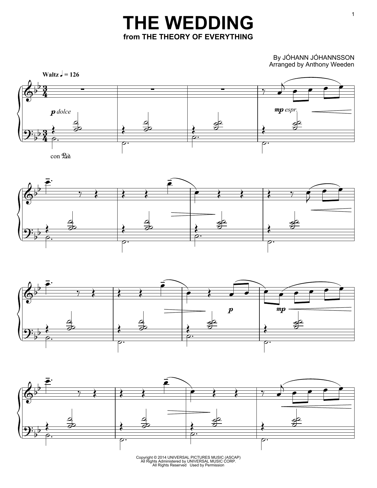 Produktbild zu: The Wedding (from The Theory Of Everything)