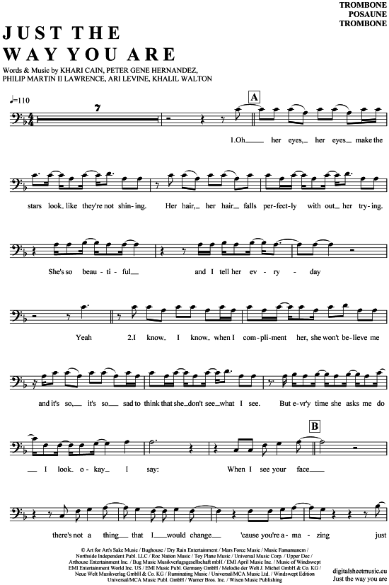 Product gallery: Page 1 of 4 Just the way you are , Mars, Bruno, (Posaune / Bariton)