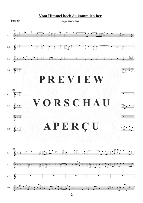 gallery: Vom Himmel hoch da komm ich her Fuge, , Klarinettenquartett