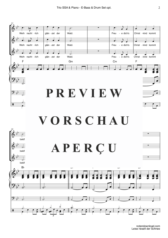 Produktgalerie: Seite 5 von 11 Leise rieselt der Schnee, , Frauenchor/Ensemble SAA und Klavier - E-Bass und Drum Set optional