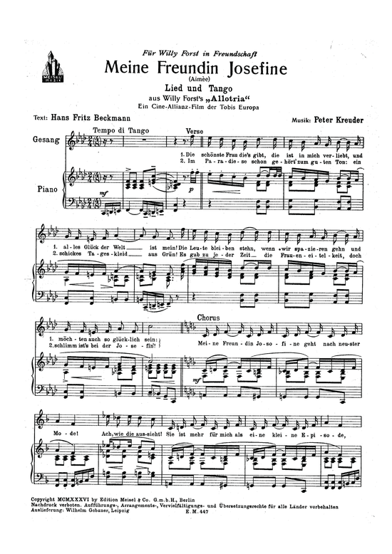 Produktbild zu: Meine Freundin JosefineLied und Tango