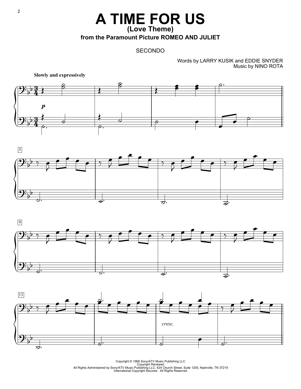 Produktbild zu: A Time For Us (Love Theme)