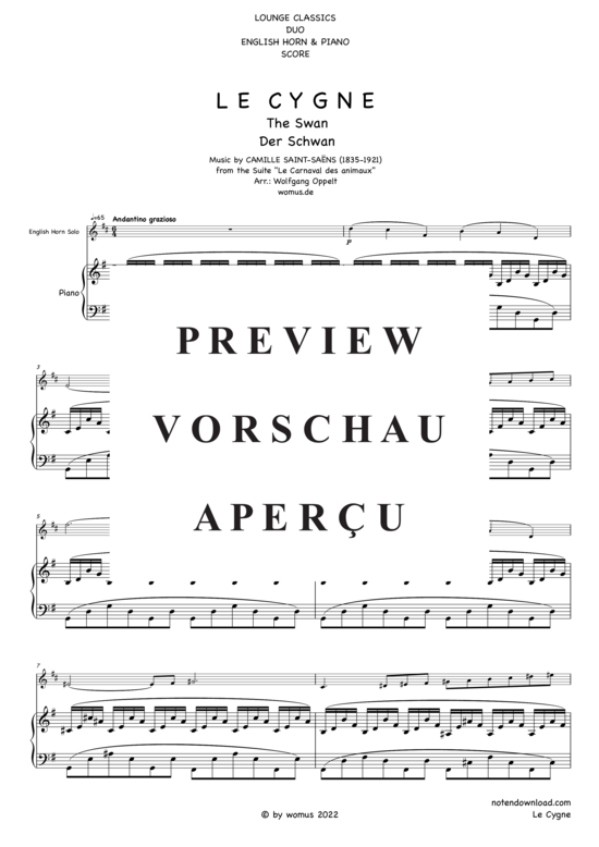 Product gallery: Page 2 of 5 Der Schwan (Le Cygne) , ,  (cor anglais + piano)