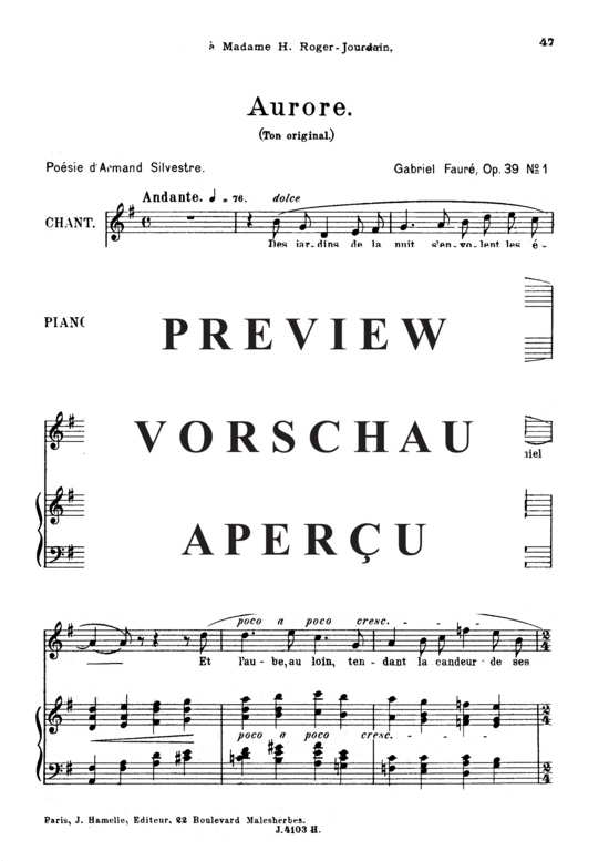 gallery: Aurore Op.39 No.1 , , (Gesang hoch + Klavier)