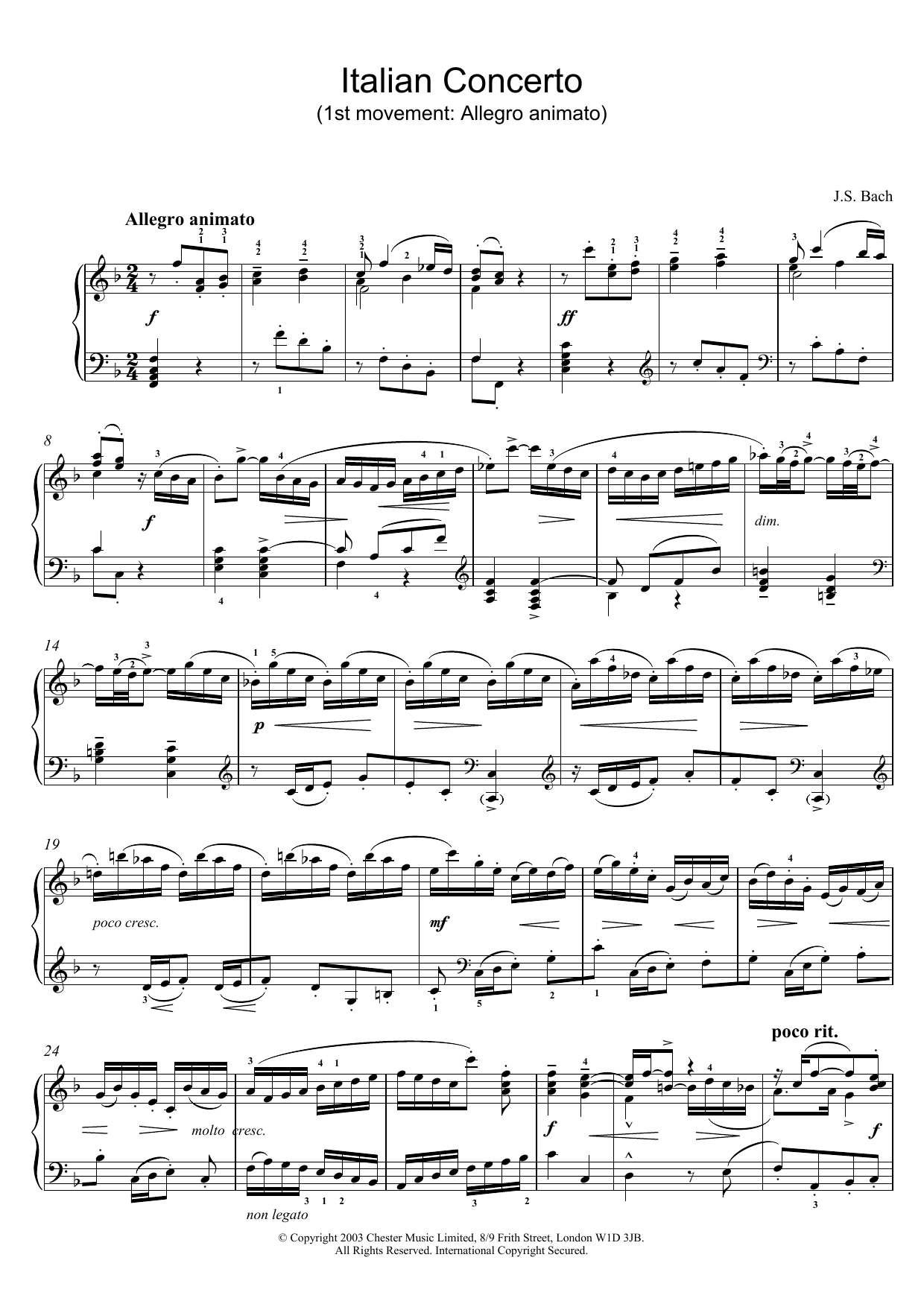 Produktgalerie: Seite 1 von 1 Italian Concerto (1st movement: Allegro animato), Johann Sebastian Bach, Klavier