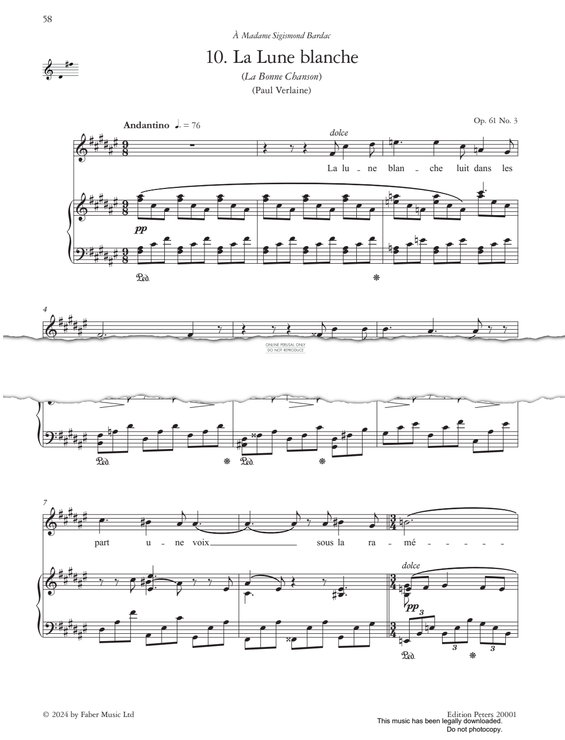 Produktgalerie: Seite 1 von 1 La Lune Blanche Op.61, No.3, Gabriel Fauré, Gesang, Klavier