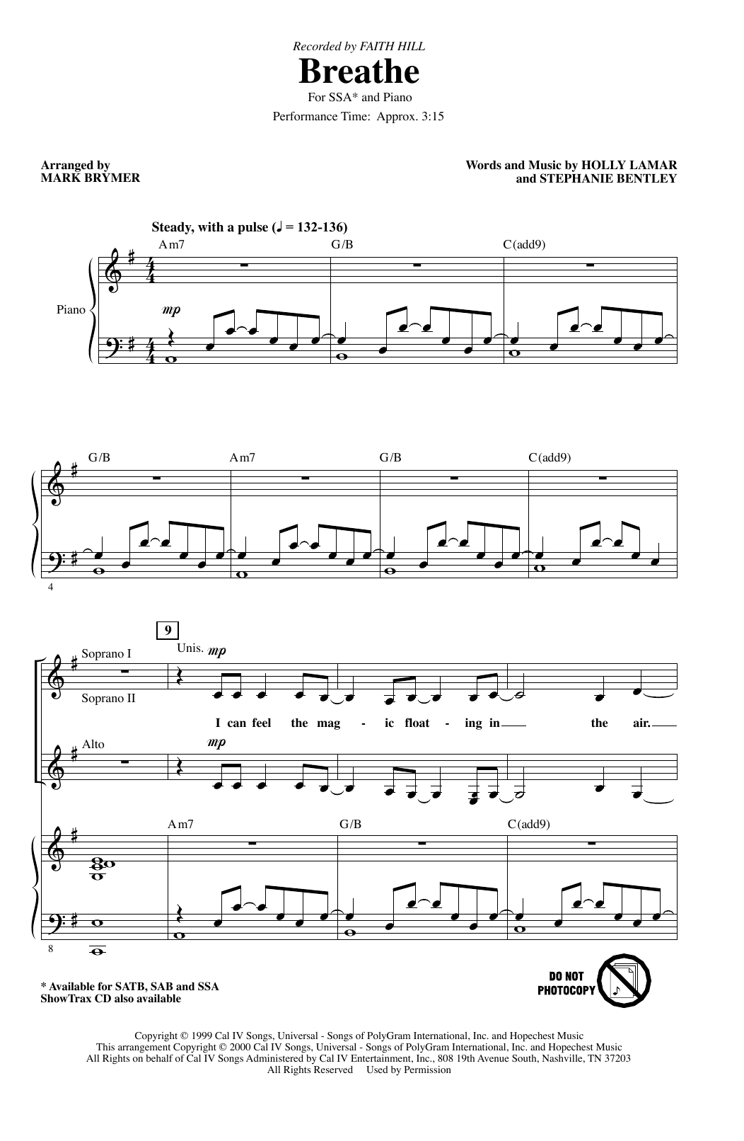 Produktgalerie: Seite 1 von 1 Breathe (arr. Mark Brymer), Faith Hill, Chor