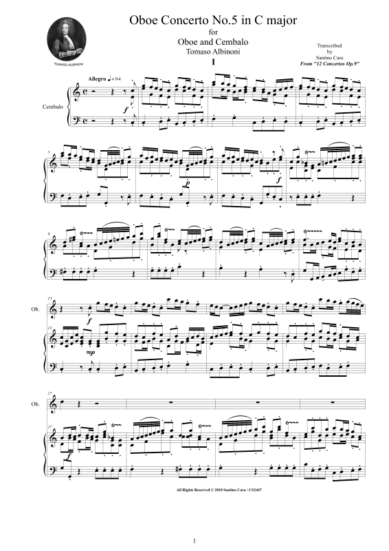 Produktbild zu: Oboe Concerto No.5 in C-Dur Op.9Tomaso Albinoni
