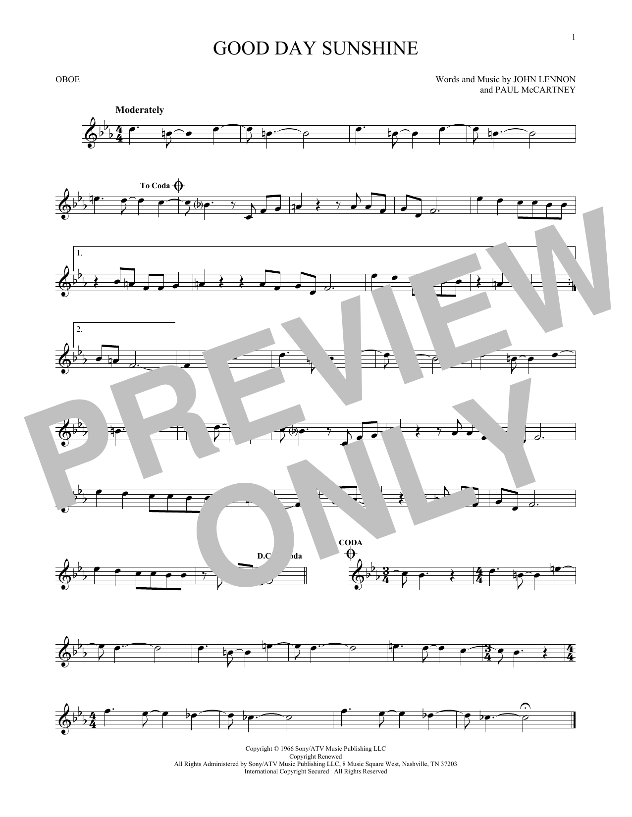 Produktgalerie: Seite 1 von 1 Good Day Sunshine, The Beatles, Oboe