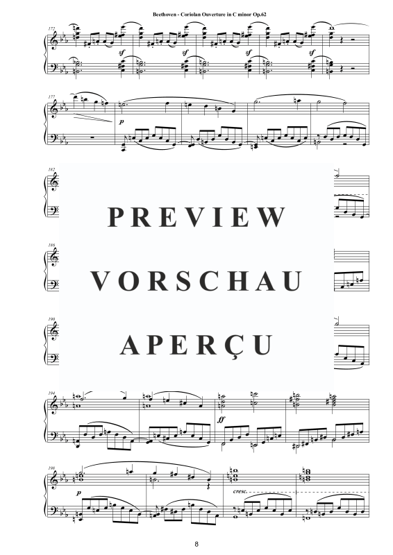 Produktgalerie: Seite 9 von 11 Coriolan Ouverture in C minor Op.62 - Piano Version, , Klavier Solo