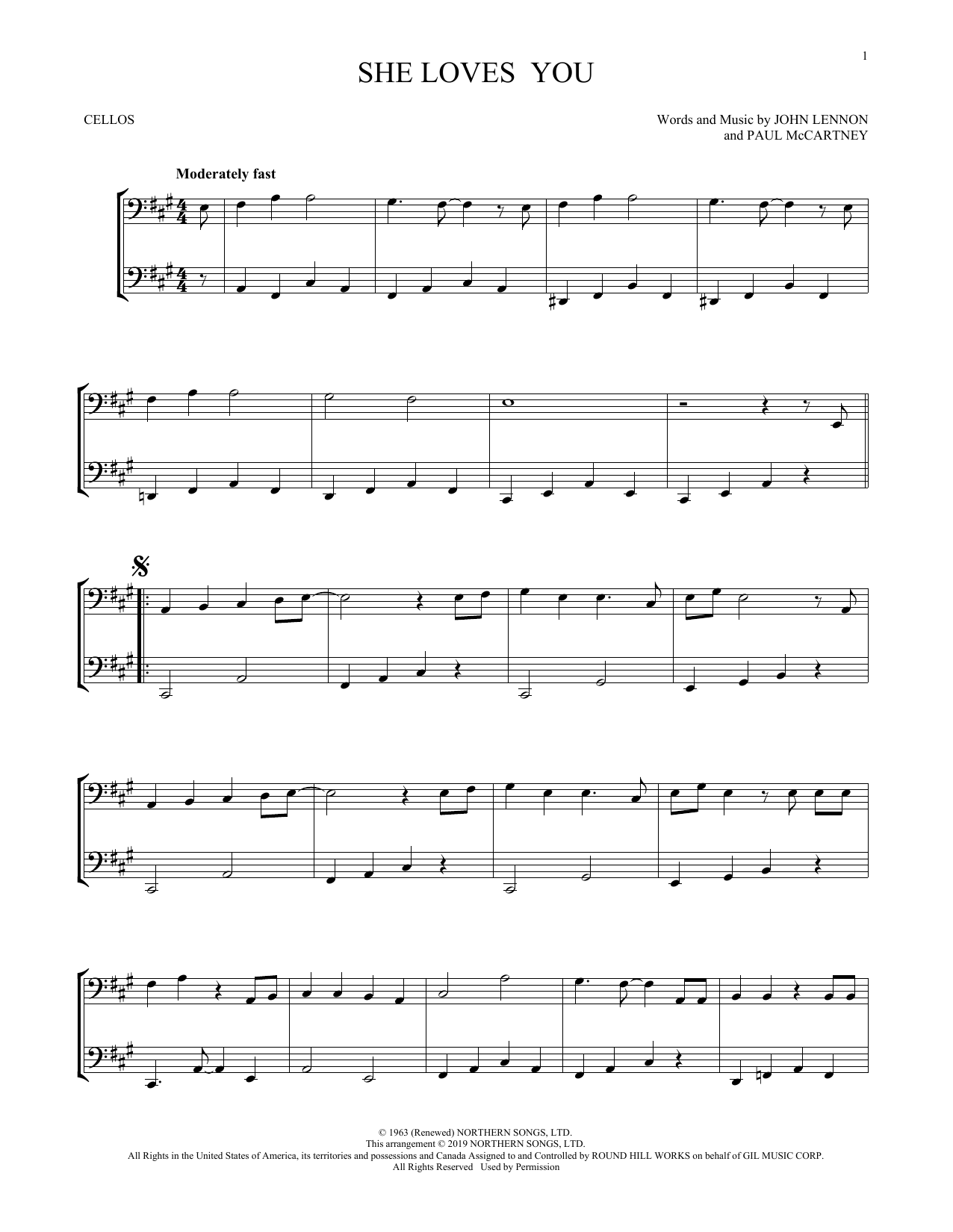 Produktgalerie: Seite 1 von 1 She Loves You (arr. Mark Phillips), The Beatles, Violoncello