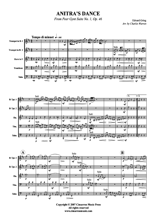 Produktbild zu: Anitras Dance, Op. 46 Edvard Grieg