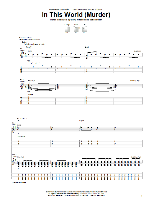 Produktgalerie: Seite 1 von 1 In This World (Murder), Good Charlotte, Gitarre