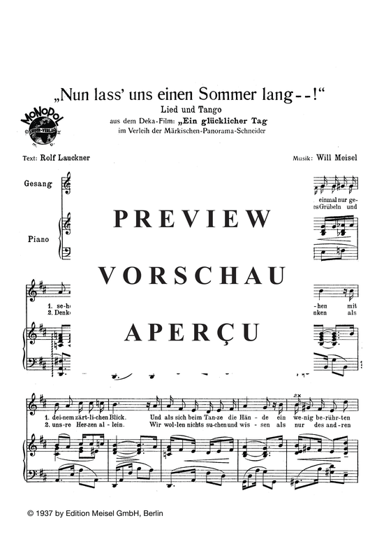 Produktgalerie: Seite 3 von 3 Nun lass uns einen Sommer lang, , Klavier und Gesang