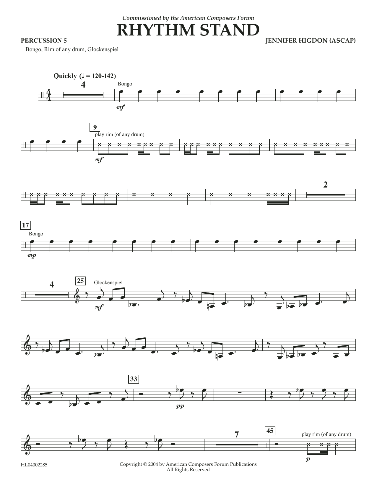 Product gallery: Page 1 of 1 Rhythm Stand - Percussion 5, Jennifer Higdon
