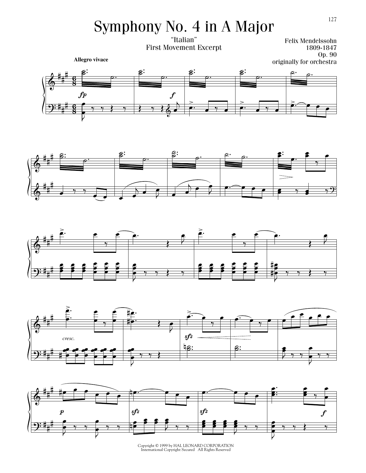Product picture to: Symphony No. 4 ("Italian"), First Movement Excerpt