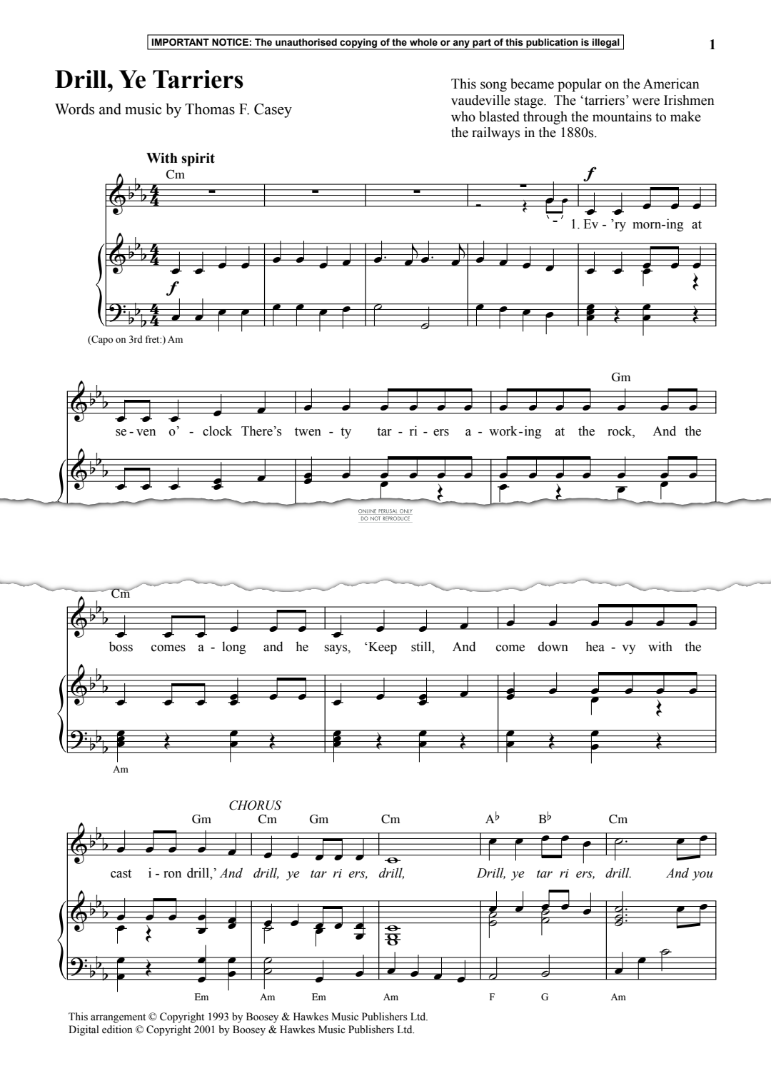 Produktgalerie: Seite 1 von 1 Drill, Ye Tarriers, Thomas F. Casey, Gesang, Klavier