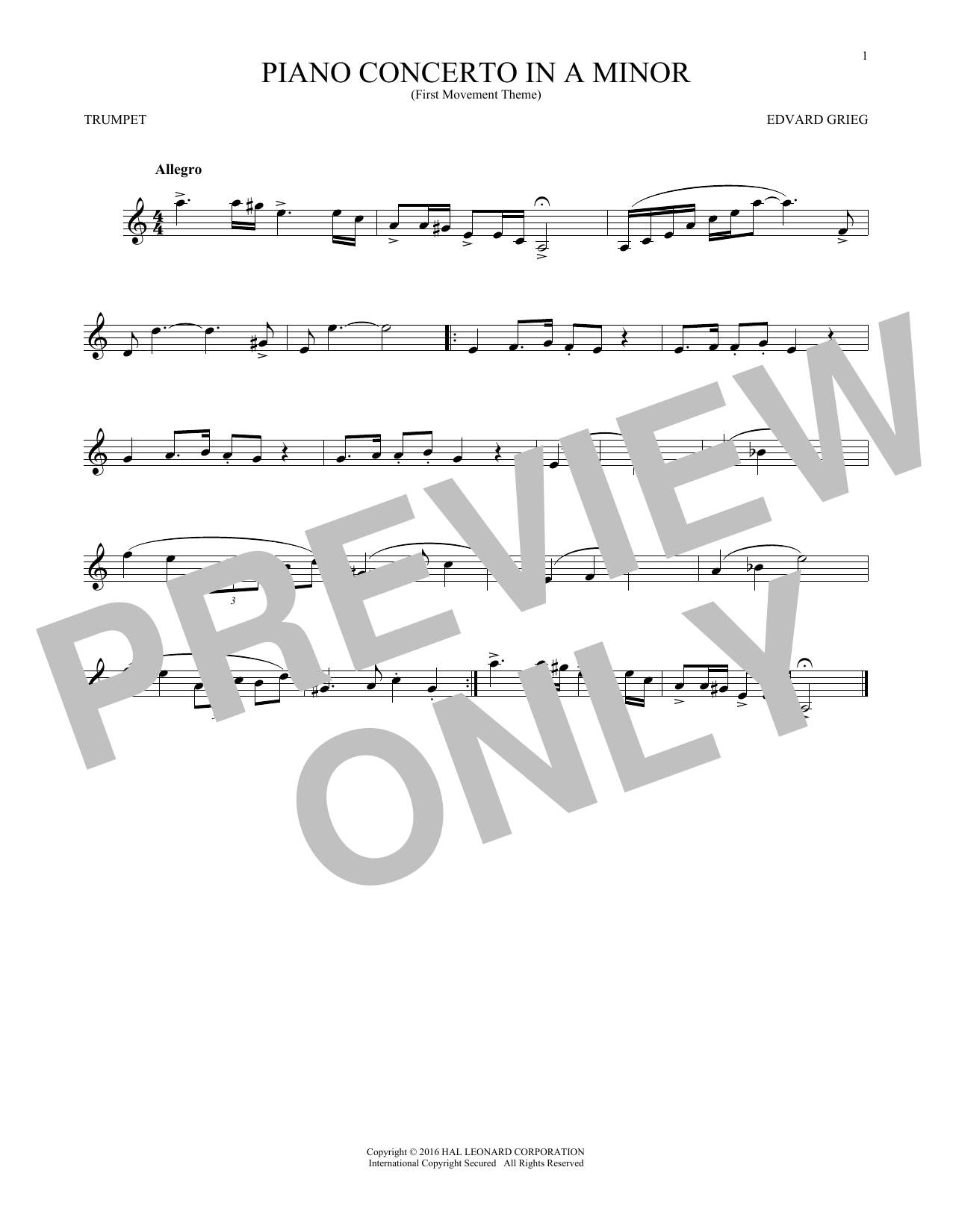 Produktgalerie: Seite 1 von 1 Piano Concerto In A Minor, Op. 16, Edvard Grieg, Trompete
