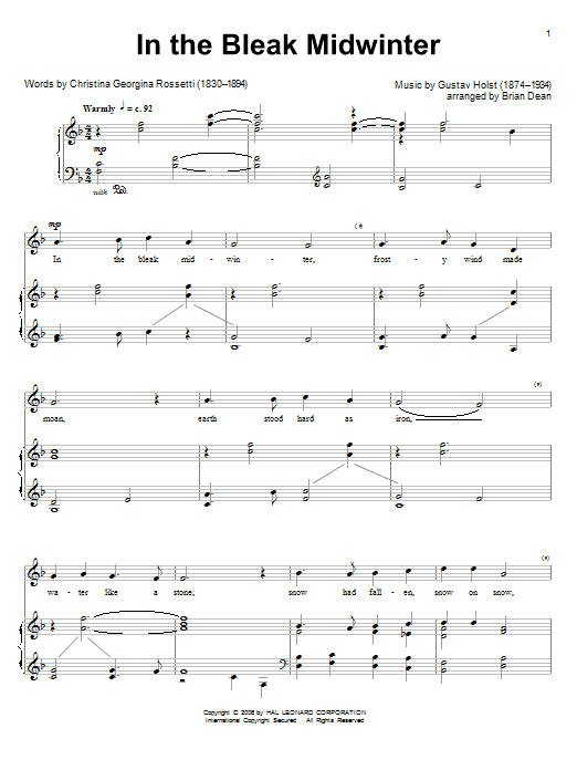 Product gallery: Page 1 of 1 In The Bleak Midwinter, Gustav Holst