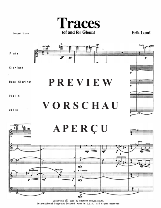 Product gallery: Page 3 of 21 Traces , , (flute, clarinet, bass clarinet, violin and cello)