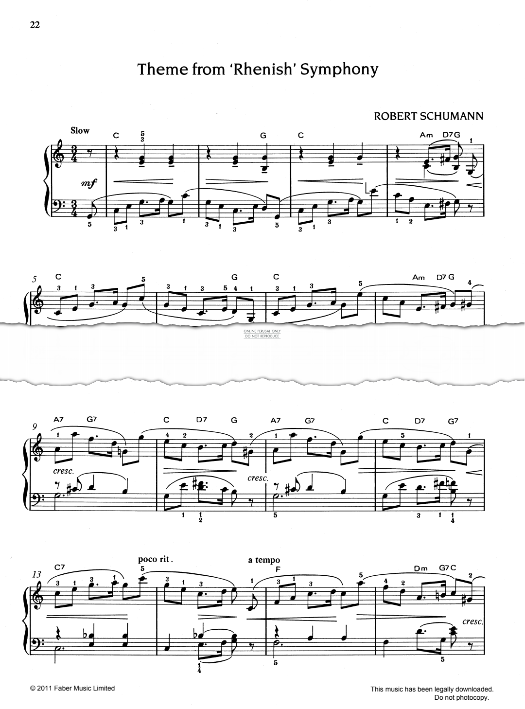 gallery: Theme from 'Rhenish Symphony', Robert Schumann, Klavier