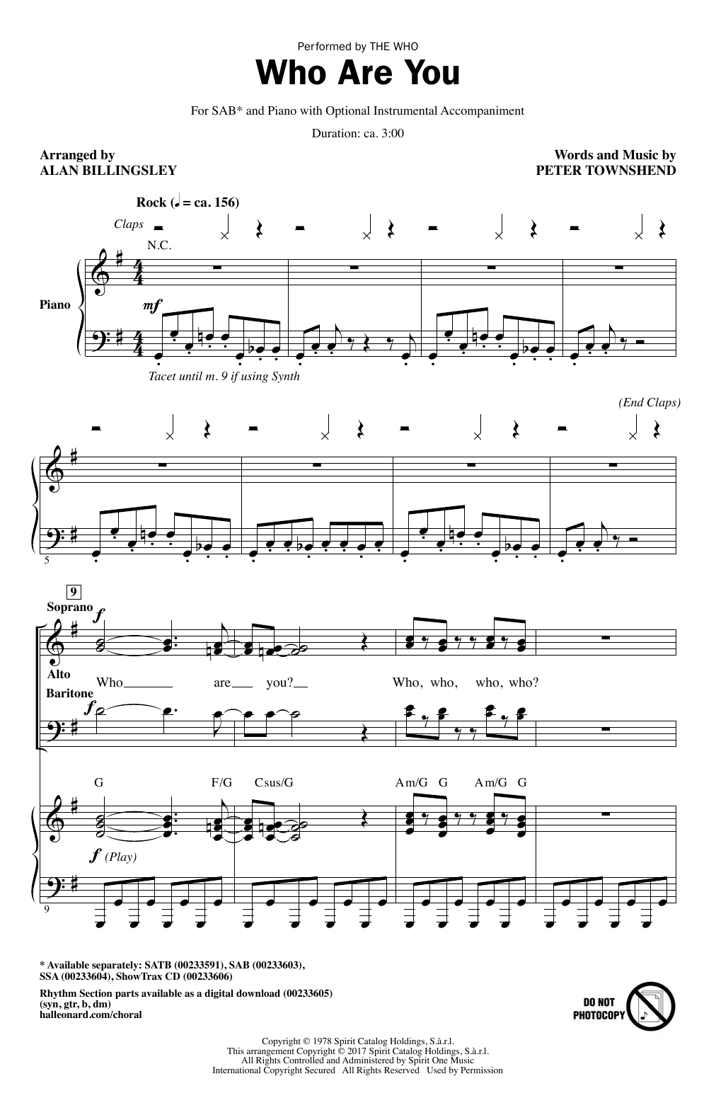Produktgalerie: Seite 1 von 1 Who Are You (arr. Alan Billingsley), The Who, Chor