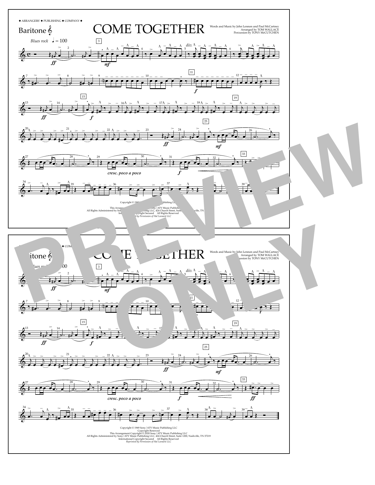 Produktbild zu: Come Together (arr. Tom Wallace) - Baritone T.C.