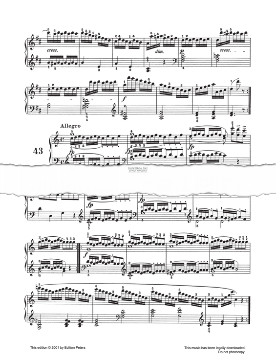 Produktgalerie: Seite 1 von 1 Allegro Op. 139 No. 43, Carl Czerny, Klavier