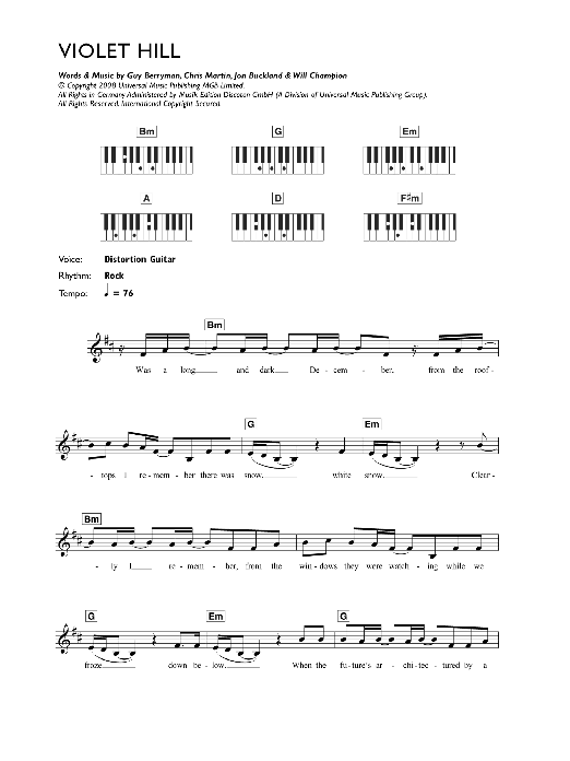 Produktgalerie: Seite 1 von 1 Violet Hill, Coldplay, Melodieinstrument