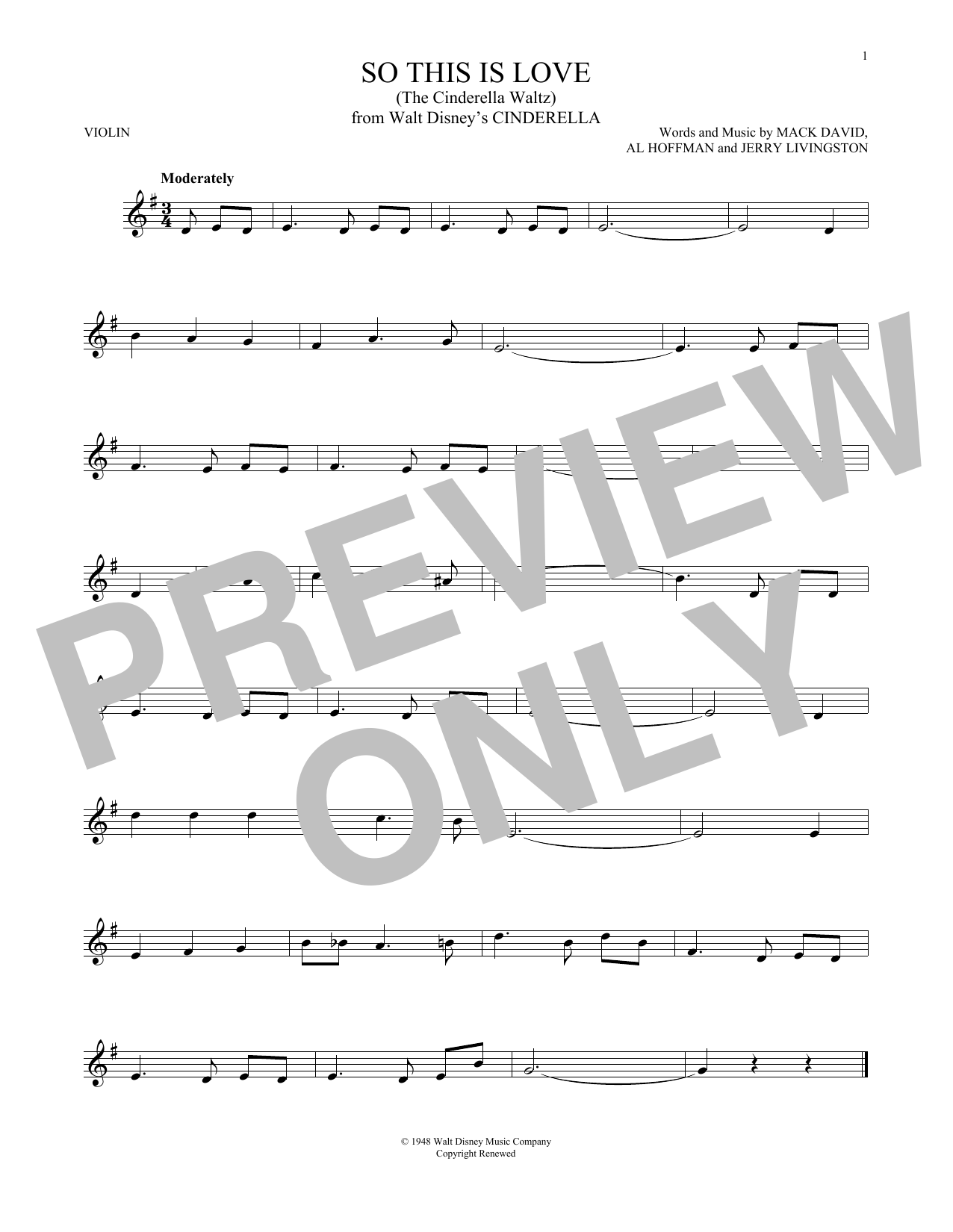 Product gallery: Page 1 of 1 So This Is Love (from Cinderella), Mack David, Al Hoffman and Jerry Livingston