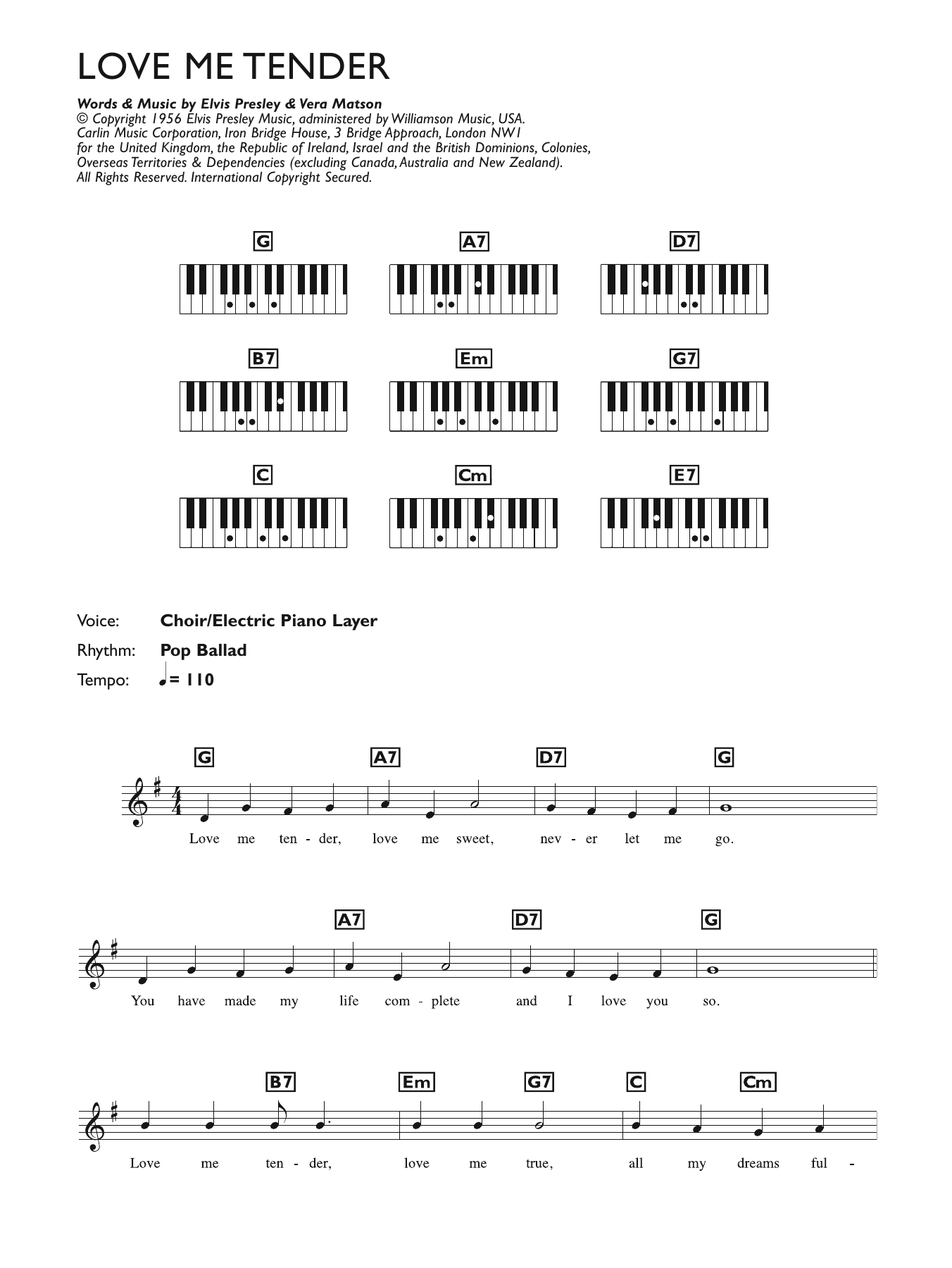 Produktgalerie: Seite 1 von 1 Love Me Tender, Elvis Presley, Klavier