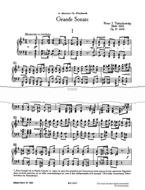 Produktgalerie: Seite 1 von 1 Sonata In G Op.37 (Grand Sonata), Pyotr Ilyich Tchaikovsky, Klavier
