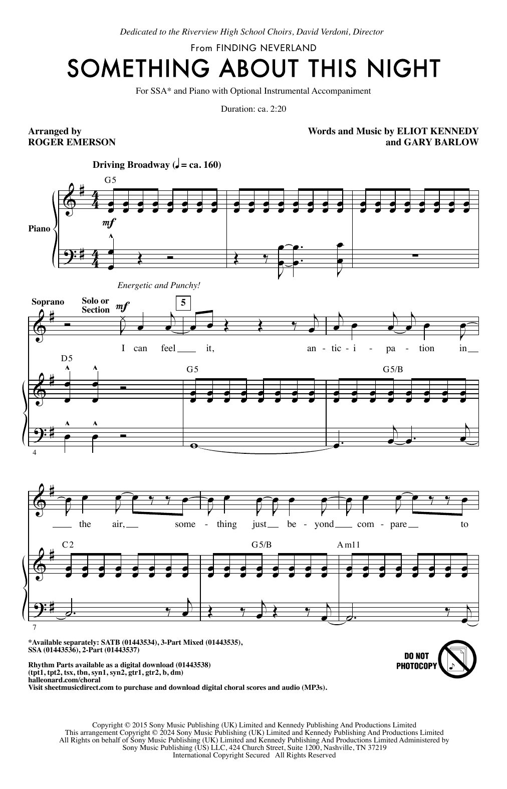 Produktgalerie: Seite 1 von 1 Something About This Night (from Finding Neverland) (arr. Roger Emerson), Gary Barlow, Chor